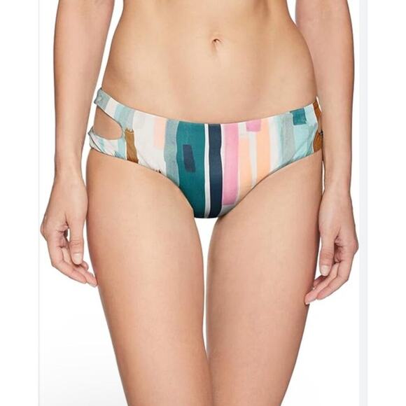 Bikini Lab Bandeau Bikini Swimsuit Top& Cutout Hipster Bottom in Paint Party,S - Picture 3 of 8